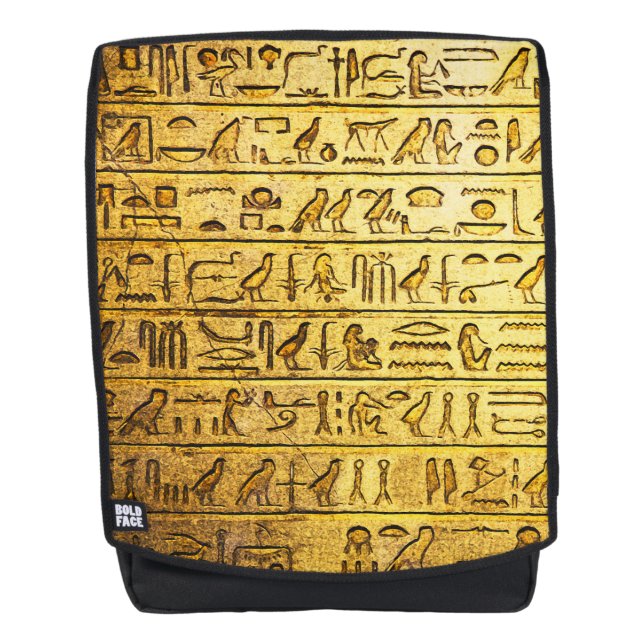 Hiéroglyphes égyptiens anciens Sac à dos jaune (Devant)