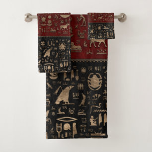 Hiéroglyphes égyptiens antiques - cuir rouge noi