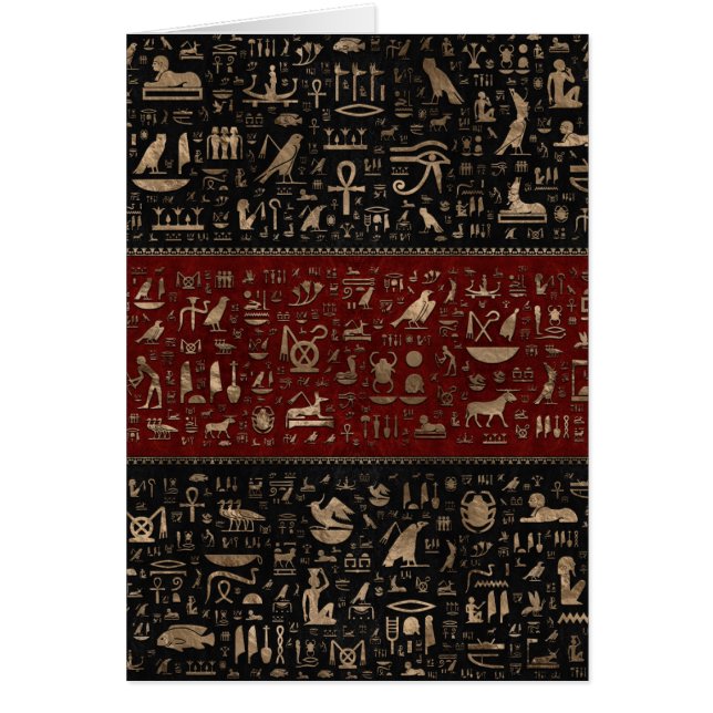 Hiéroglyphes égyptiens antiques - cuir rouge noir (Devant)
