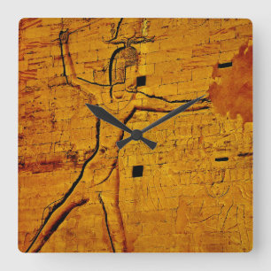 Hieroglyphic Action Square Wall Clock