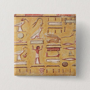 Hieroglyphics, from the Tomb of Seti I 2 Inch Square Button