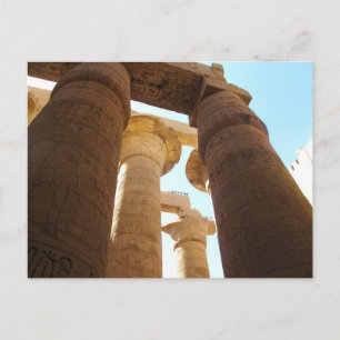 Hieroglyphics on pillars at Temples of Karnak Postcard