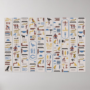 Hieroglyphs Pharaoh Ash Background Poster