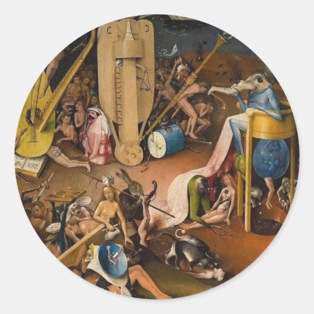 Hieronymus Bosch-The Garden of Hell Classic Round Sticker (Front)