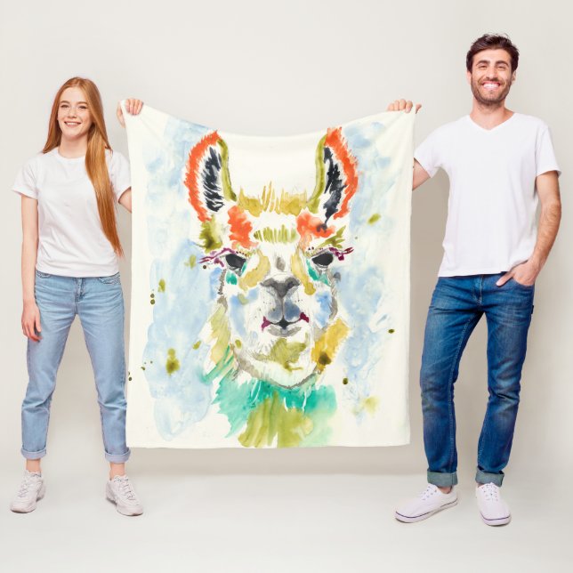Hifi Llama - Portrait Fleece Blanket (In Situ)