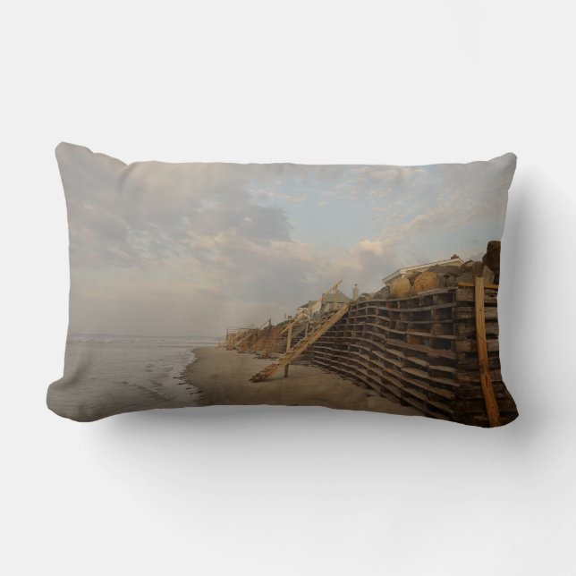 Higgins Beach High Tide Shipwreck Road Lumbar Pillow (Front)