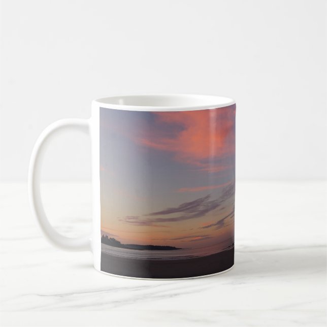 Higgins Beach Sunrise with two pink clouds Coffee Mug (Left)