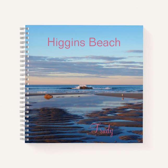 Higgins Beach Zen Morning Pink Typography Name Notebook (Front)