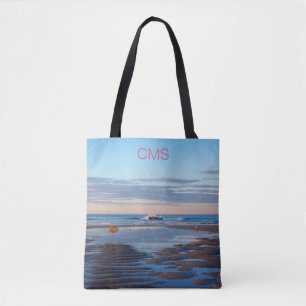 Higgins Beach Zen Ocean Sunrise Pink Name Tote Bag