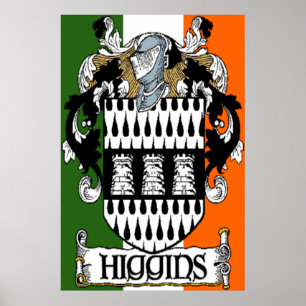 Higgins Coat of Arms Irish Flag Print