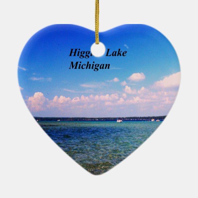 Higgins Lake Michigan Ceramic Ornament (Back)