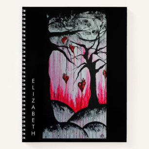 High and Dry Hearts Trees Goth Hearts Fantasy Art Notebook