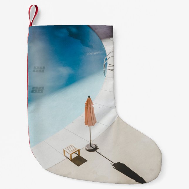High angle photo of brown umbrella small christmas stocking (Front)