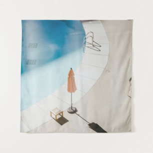 High angle photo of brown umbrella tapestry