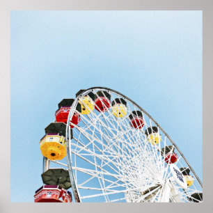 High angle photo of white Ferris wheel in the morn Poster