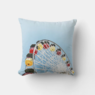 High angle photo of white Ferris wheel in the morn Throw Pillow