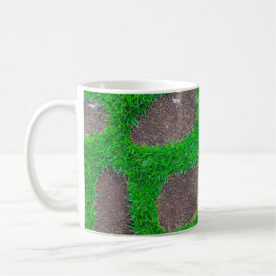 High angle photography of grass field coffee mug