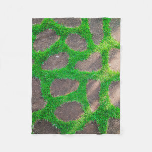 High angle photography of grass field fleece blanket