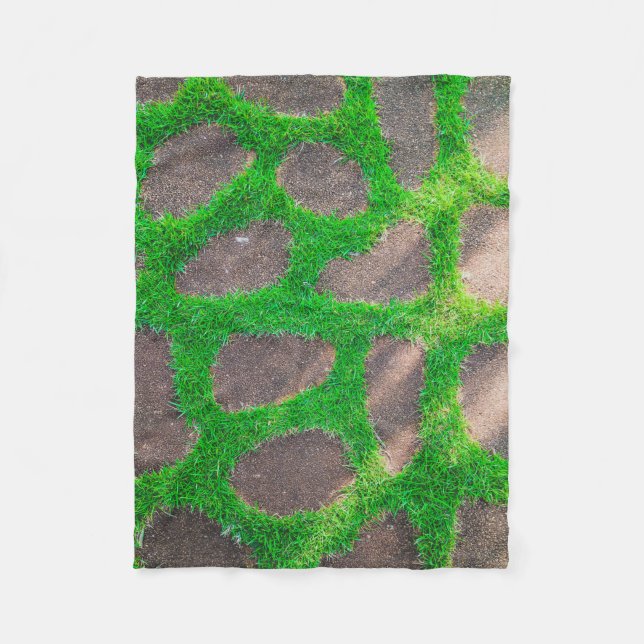 High angle photography of grass field fleece blanket (Front)