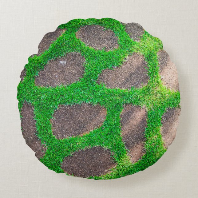 High angle photography of grass field round pillow (Front)