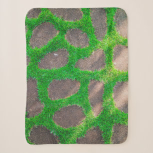High angle photography of grass field sherpa blanket