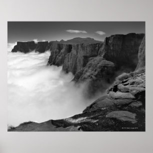 High angle view black and white view of poster