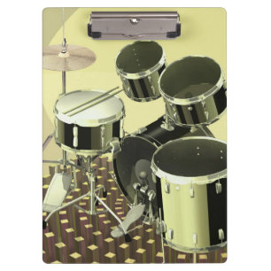 High angle view of a drum kit clipboard