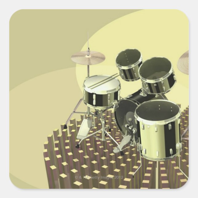 High angle view of a drum kit square sticker (Front)