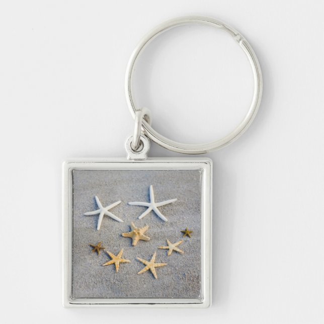 High angle view of a starfish on the beach keychain (Front)