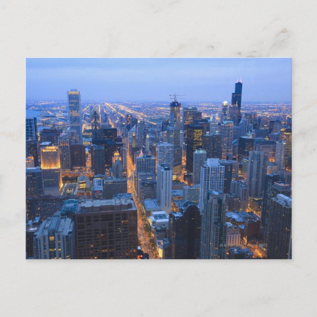 High angle view of Chicago looking south from Postcard (Front)