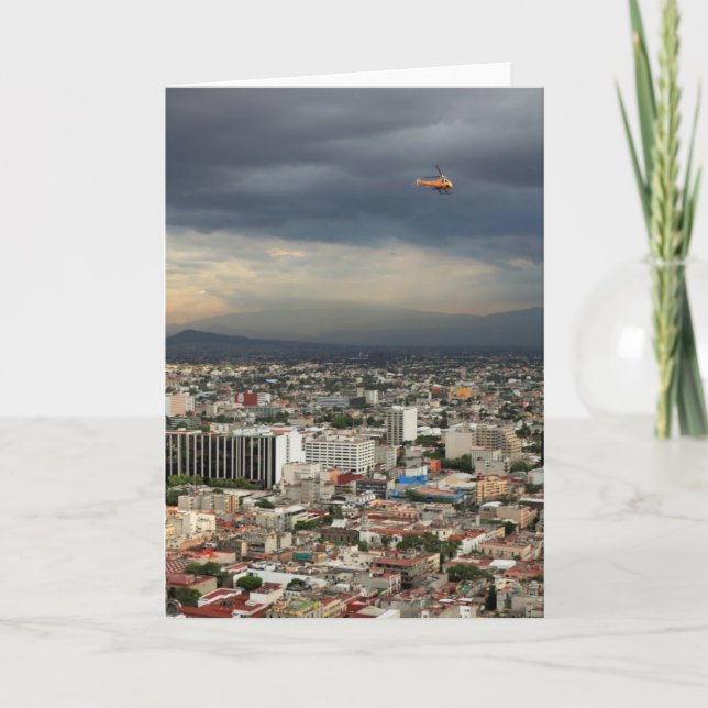 High Angle View Of Cityscape Against Cloudy Sky Card (Front)