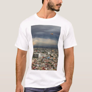 High Angle View Of Cityscape Against Cloudy Sky T-Shirt