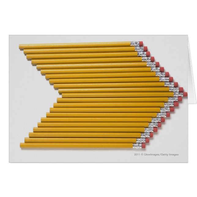 High angle view of pencils in a row (Front Horizontal)