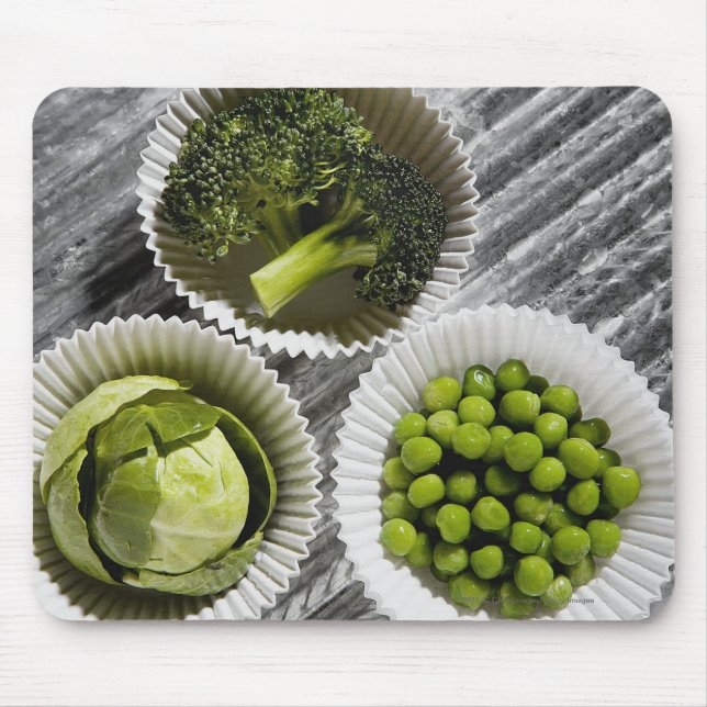 High angle view of vegetables in paper cups mouse pad (Front)