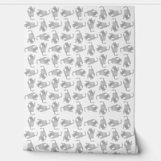 High angle view sketchy drawing cat motif pattern wallpaper