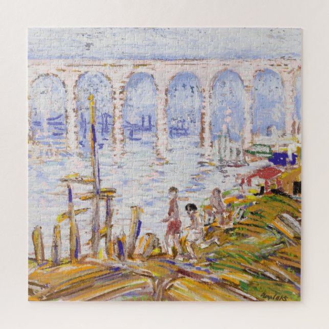 High Bridge Harlem River | George Luks Jigsaw Puzzle (Vertical)