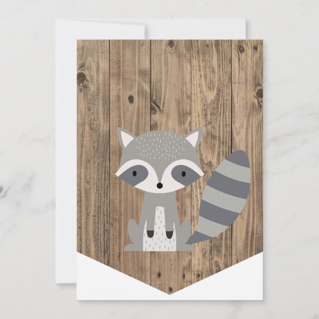 High Chair 1st Birthday Banner Woodland Raccoon Invitation (Front)