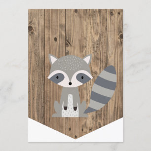 High Chair 1st Birthday Banner Woodland Raccoon Invitation