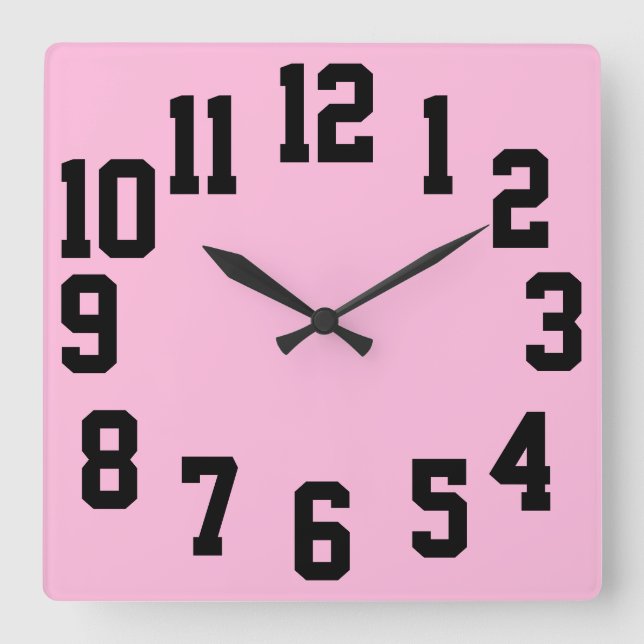 High Contrast Big Numbers Easy Read Square Wall Clock (Front)