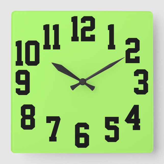High Contrast Big Numbers Easy Read Square Wall Clock (Front)
