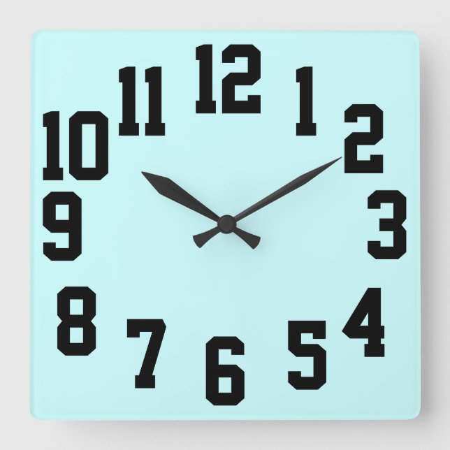 High Contrast Big Numbers Easy Read Square Wall Clock (Front)