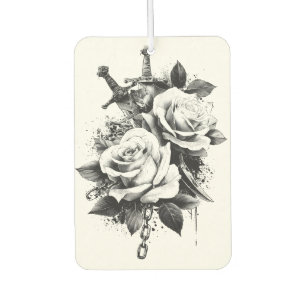 High-Contrast Black and White Tattoo Art Design Air Freshener