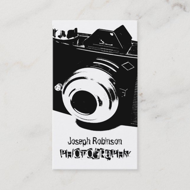 High Contrast Black White Camera Photography Business Card (Front)