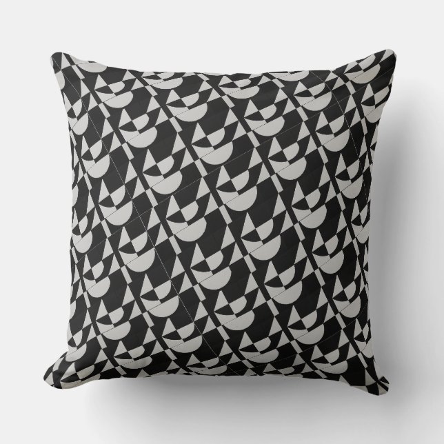 High-Contrast Comfort: Modular Noir Echo Abstract Throw Pillow (Front)