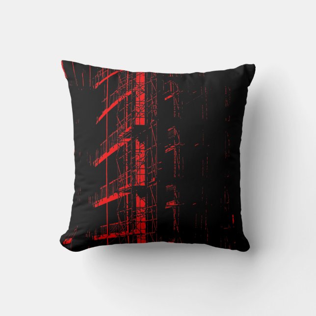 High Contrast Construction - Red Throw Pillow (Front)