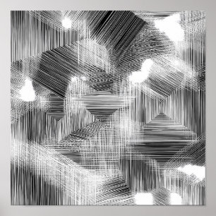 High-Contrast Geometric Depth Decoupage Template Poster
