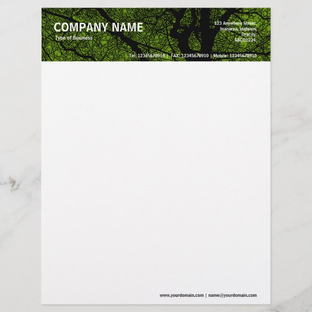 High Contrast Tree - Avocado Green Letterhead (Front)