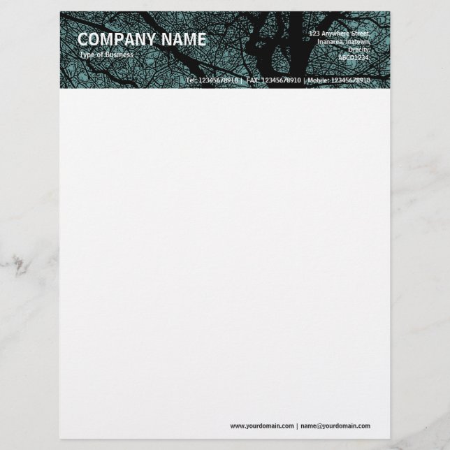 High Contrast Tree - Ocean Green Letterhead (Front)