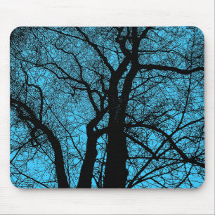 High Contrast Tree - Sky Blue Mouse Pad