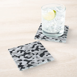 High contrast urban camouflage glass coaster